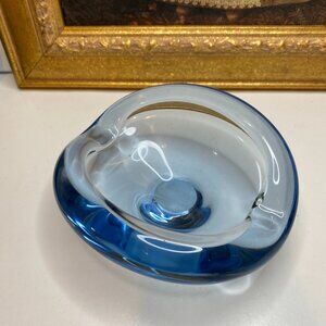 Vintage Holmegaard Per Lutken Light Blue Art Glass Dish Ashtray Signed & Number